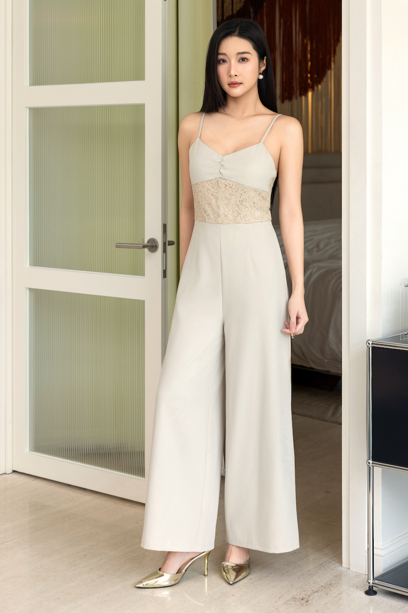 Jaylene Wide Legged Jumpsuit Light Earth Full Length