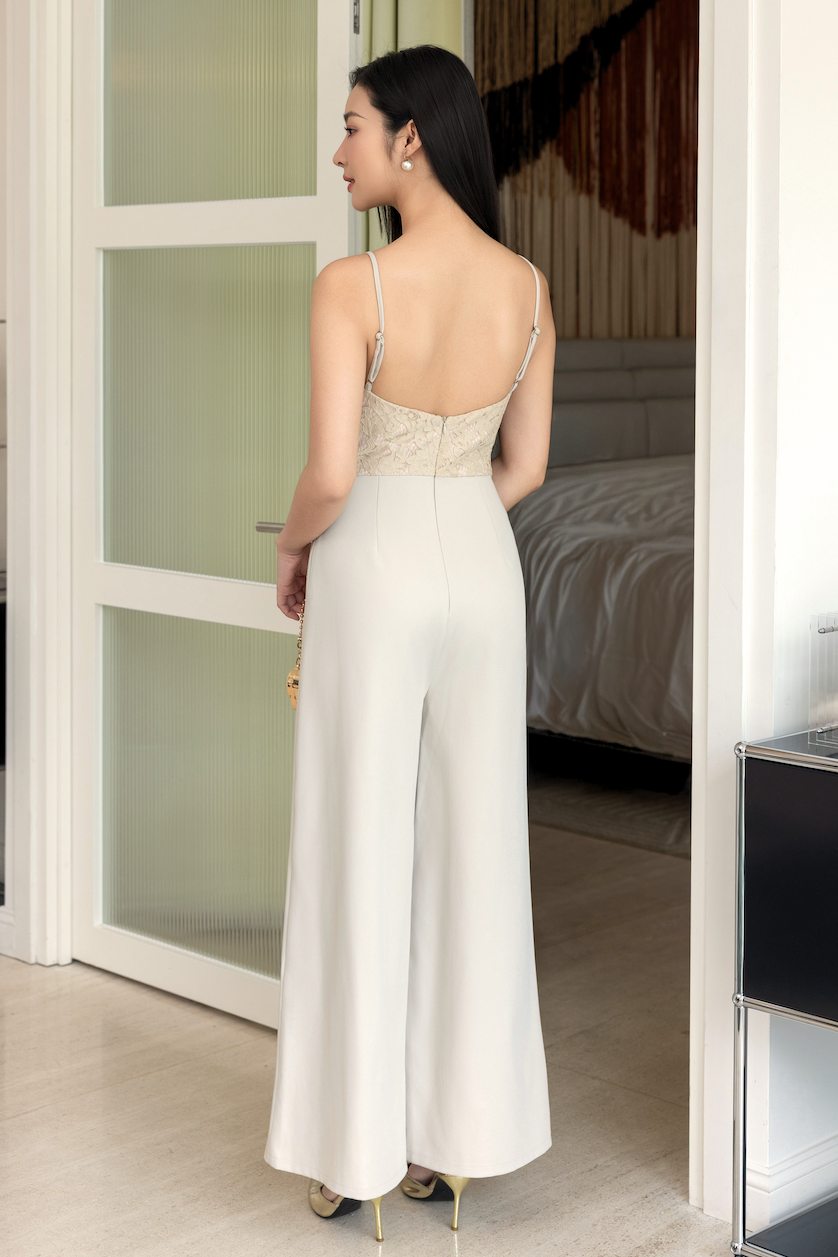 Jaylene Wide Legged Jumpsuit Light Earth Back Auryn Label