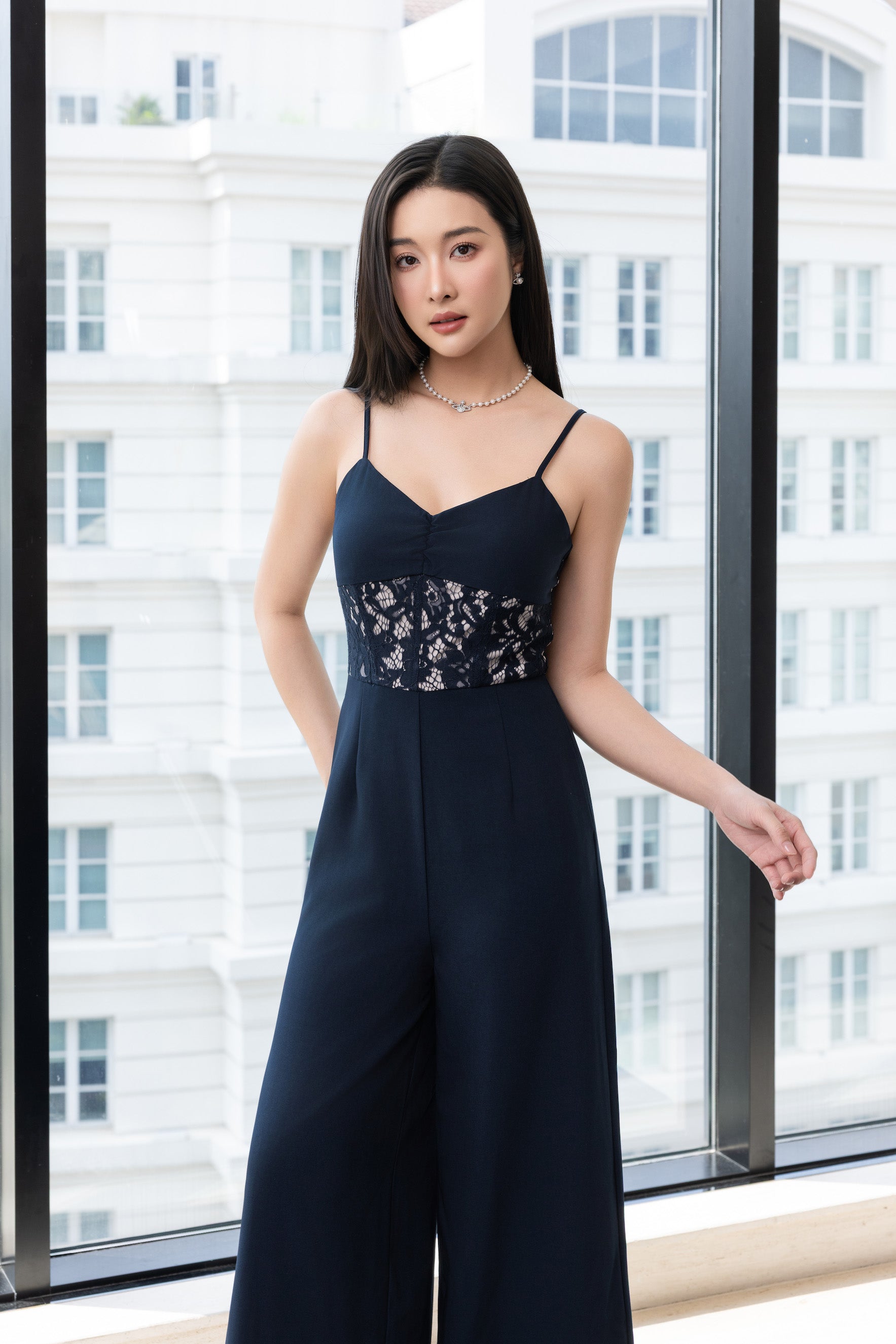 Women's navy wide-leg jumpsuit — Jaylene by Auryn Label #Navy